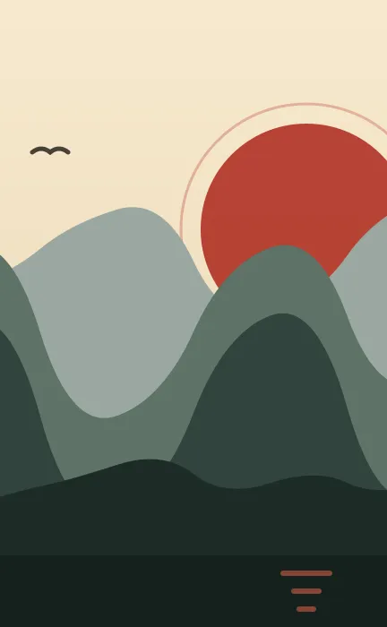 日出东方 山水插画